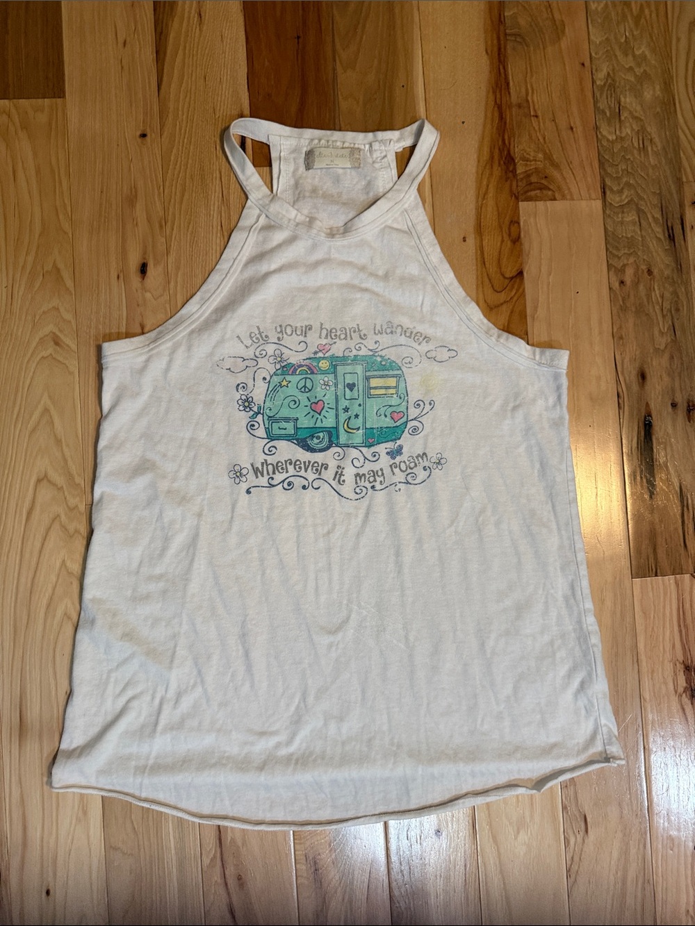 Women’s White Graphic Halter Tank Top - Let Your Heart Wander